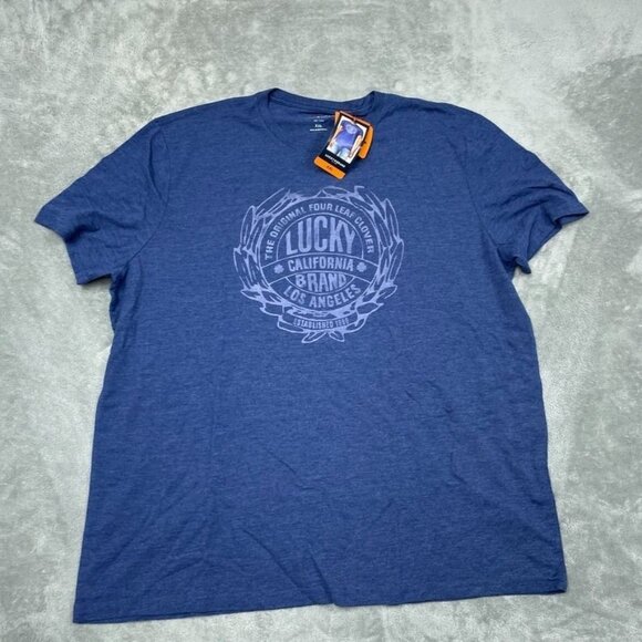 Lucky Brand Mens Graphic Tee XXL Made In Guatemala Blue a0270 - Picture 1 of 9